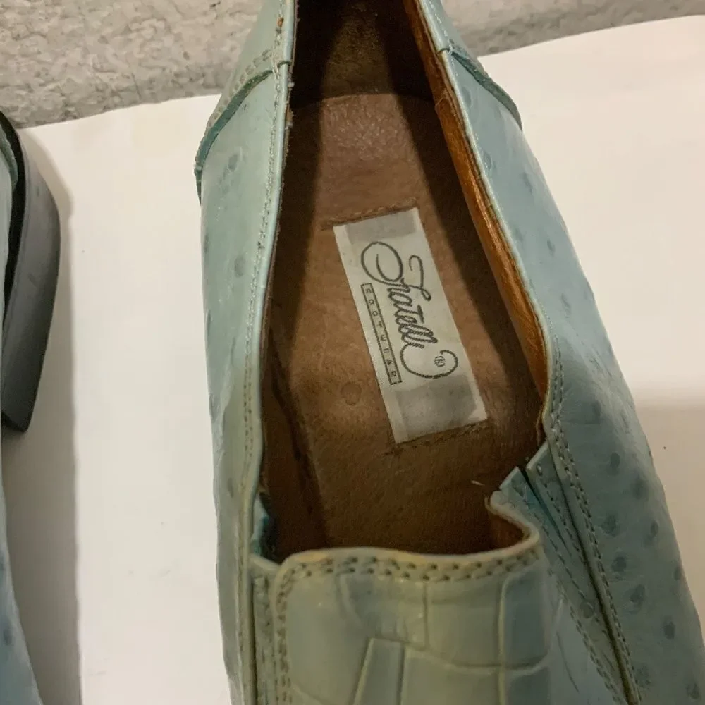 Fratelli Loafers Mens Size 9 Leather Slip On blue Square Toe Dress Shoes